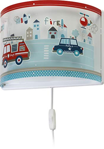 Dalber kinder Wandlampe kinderzimmer, Kinderlampe Wandleuchte Polizei Autos Police Blau, 60618, E27 von Dalber