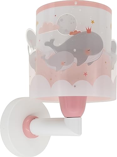 Dalber kinder Wandlampe kinderzimmer, Kinderlampe Wandleuchte Whale Dreams Wale Rosa Tiere, 61179S, E27 von Dalber