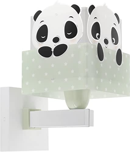 Dalber kinder Wandlampe, Kinderlampe Wandleuchte kinderzimmer Wolken tiere Pandabär Panda Grün, 63169H, E27 von Dalber