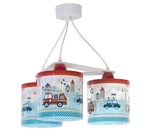 Dalber kinderlampe Pendelleuchte Hängelampe 3 Lichter Police Autos Polizei, Blau von Dalber