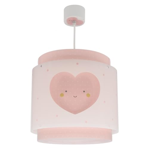 Dalber Lampe kinderzimmer, kinderlampe Pendelleuchte Hängelampe, Deckenleuchte Kinder, Deckenlampe kinderzimmer Baby Dreams Herz Rosa, 76012S, E27 von Dalber