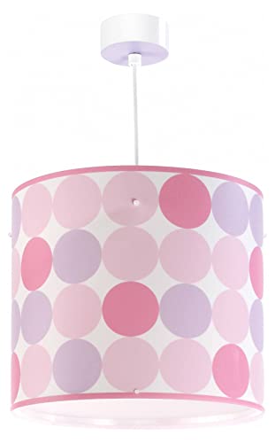 Dalber Lampe kinderzimmer, kinderlampe Pendelleuchte Hängelampe, Deckenleuchte Kinder, Deckenlampe kinderzimmer Colors Rosa Punkte 62002S, E27 von Dalber