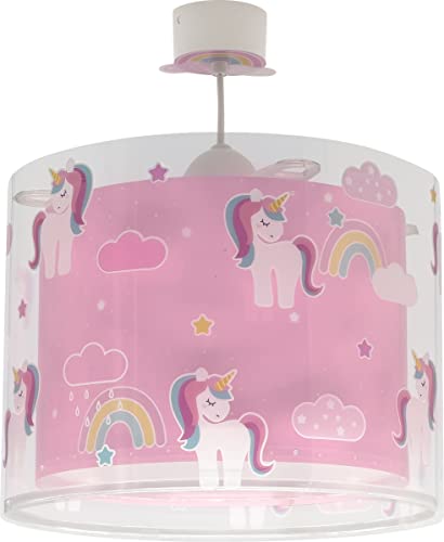 Dalber Lampe kinderzimmer, kinderlampe Pendelleuchte Hängelampe, Deckenleuchte Kinder, Deckenlampe kinderzimmer Einhörner Tiere Unicorns, Deckenlampe Kinderzimmer, 41592, E27 von Dalber