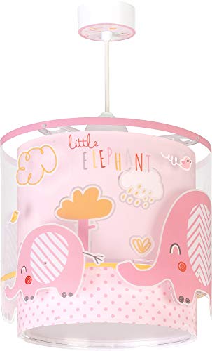 Dalber Lampe kinderzimmer, kinderlampe Pendelleuchte Hängelampe, Deckenleuchte Kinder, Deckenlampe kinderzimmer Little Elephant Elefant Tiere Rose, 61332S, E27 von Dalber