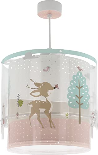 Dalber Lampe kinderzimmer, kinderlampe Pendelleuchte Hängelampe, Deckenleuchte Kinder, Deckenlampe kinderzimmer, Loving Deer Reh Tiere, Rosa von Dalber