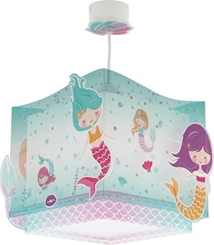 Dalber Lampe kinderzimmer, kinderlampe Pendelleuchte Hängelampe, Deckenleuchte Kinder, Deckenlampe kinderzimmer Mermaids Meerjungfrauen, Deckenlampe Kinderzimmer, 63442, E27 von Dalber