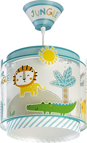 Dalber kinderlampe Pendelleuchte Hängelampe My Little Jungle Dschungel Tiere Löwen Elefanten Giraffen Krokodil, Bunt von Dalber