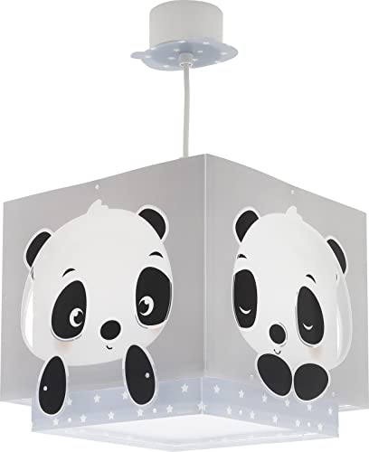 Dalber Lampe kinderzimmer, kinderlampe Pendelleuchte Hängelampe, Deckenleuchte Kinder, Deckenlampe kinderzimmer Panda Pandabär Tiere Blau, 63162T, E27 von Dalber