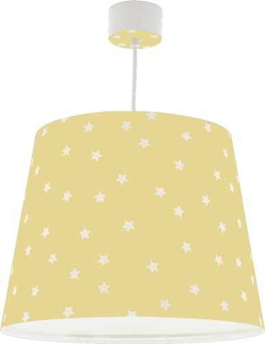 Dalber Lampe kinderzimmer, kinderlampe Pendelleuchte Hängelampe, Deckenleuchte Kinder, Deckenlampe kinderzimmer Star Light Sterne Gelb, 82212A, E27 von Dalber