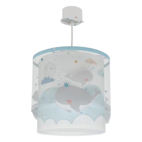 Dalber Lampe kinderzimmer, kinderlampe Pendelleuchte Hängelampe, Deckenleuchte Kinder, Deckenlampe kinderzimmer Whale Dreams Wale Blau Tiere, 61172T, E27 von Dalber