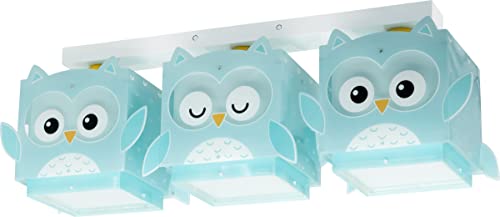 Dalber Deckenleuchte für Kinder 3 Lichter Little Owl Eule Tiere, Deckenlampe Kinderzimmer, 64393, E27 von Dalber