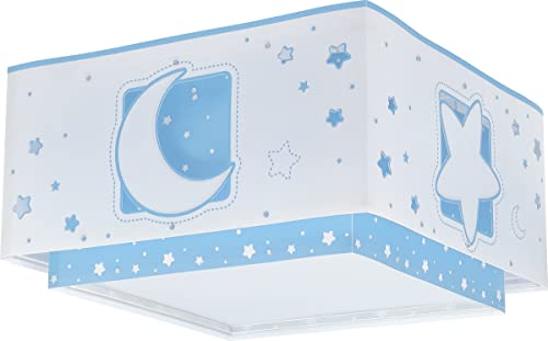 Dalber Deckenleuchte für Kinder Moonlight Mond und Sterne Blau, Deckenlampe Kinderzimmer, 63236T, E27 von Dalber