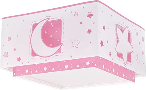 Dalber Deckenleuchte für Kinder Moonlight Mond und Sterne Rosa, Deckenlampe Kinderzimmer, 63236S, E27 von Dalber