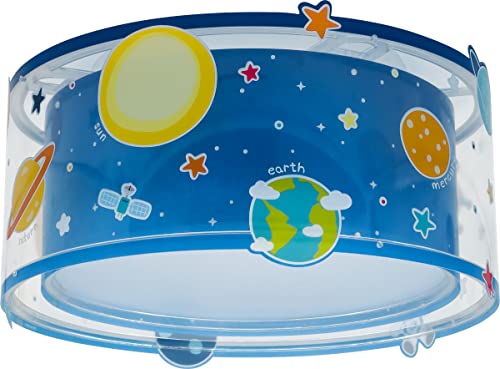 Dalber Deckenlampe kinderzimmer, Deckenleuchte für Kinder Planets Planeten Sonnensystem, 41346N, E27, Blau von Dalber