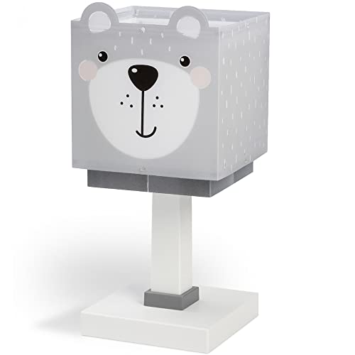 Dalber Kinder Tischlampe Nachttischlampe kinderzimmer Little Teddy Bär Tiere, Grau, 64571, E14 von Dalber