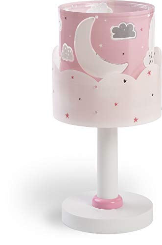 Dalber Kinder Tischlampe Nachttischlampe kinderzimmer Moon Mond und Sterne Rose, 61231S, E14 von Dalber