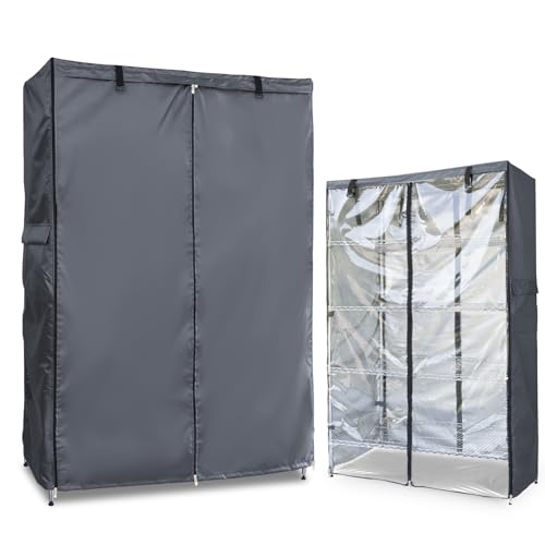 Dalema Wasserdichte Regalabdeckung, 600D robuste, staubdichte Aufbewahrungs-Draht-Regal-Abdeckungen, Outdoor-Regalabdeckungen für Drahtregale mit Reißverschluss, 121,9 x 45,7 x 183,9 cm, transparente von Dalema
