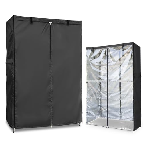 Dalema Wasserdichte Regalabdeckung, 600D robuste, staubdichte Aufbewahrungs-Draht-Regalabdeckungen, Outdoor-Regalabdeckungen für Drahtregale mit Reißverschluss, 91,4 x 35,6 x 137,2 cm, transparente von Dalema