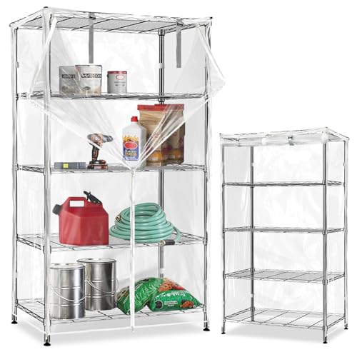 Dalema Wasserdichte Regalabdeckung, langlebig, staubdicht, für Drahtregale, Outdoor-Regalabdeckungen für Drahtregale mit Reißverschluss, 106,7 x 45,7 x 182,9 cm, transparent, nur Abdeckung von Dalema