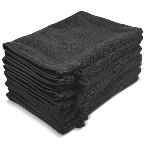 Dalephoric 10 Stück 14.6 x 21cm Waschhandschuhe, Mikrofaser Waschlappen Gesicht mit Aufhängeschlaufen, Weiches Gesichtshandschuh, Baumwolle Frottier, Saugfähig, für Hautreinigung, Schwarz von Dalephoric