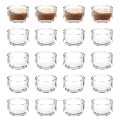 Dalephoric 20 Stück Teelichthalter Glas, Teelichtgläser Transparent, Kerzengläser 4,6 x 2,5 cm, Teelichter Glas, Kerzenhalter Gläser, Votivkerzenhalter für Hochzeit, Geburtstag, Windlichter Tischdeko Dalephoric 20 Stück Teelichthalter Glas, Teelichtgläser Transparent, Kerzengläser 4,6 x 2,5 cm, Teelichter Glas, Kerzenhalter Gläser, Votivkerzenhalter für Hochzeit, Geburtstag, Windlichter Tischdeko von Dalephoric