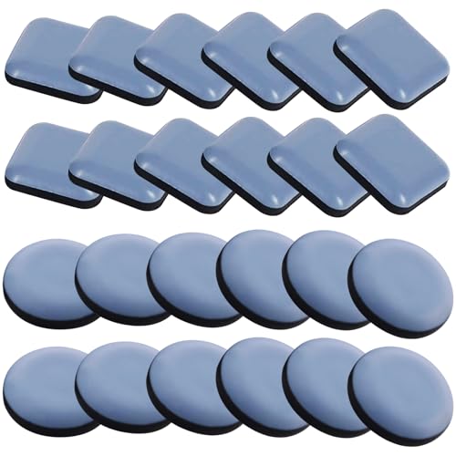 Dalephoric 24 Stück Möbelgleiter, Teflongleiter Selbstklebend Set, Selbstklebende Möbelschieber, Stuhlgleiter, Möbelgleiter Teflon für Schwere Möbel, für Glatte Böden (12 Quadrat Und 12 Runde, 2X2cm) von Dalephoric