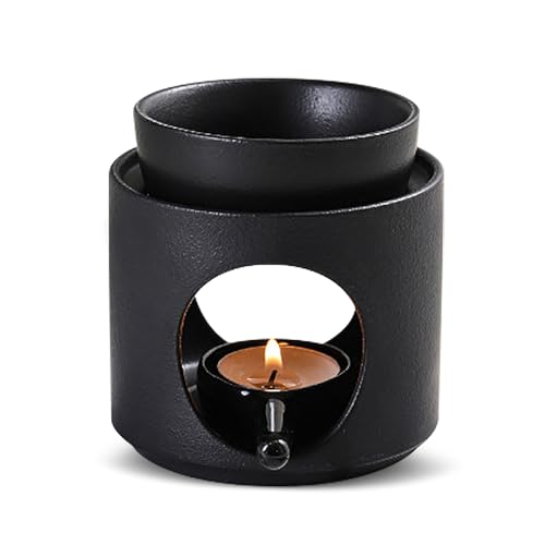 Dalephoric Duftlampe Teelicht, Duftlampe für Ätherische Öle, Duftöl Lampe, Aromalampe mit Kerzenlöffel, Abnehmbare Schale, Räucherstövchen, für Duftwachs und Duftöl, Matt Schwarz von Dalephoric