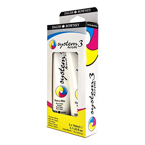 Daler Rowney System 3 Acryl Titanium Weiss Set 2 x 150 ml, 129100102 von Daler Rowney