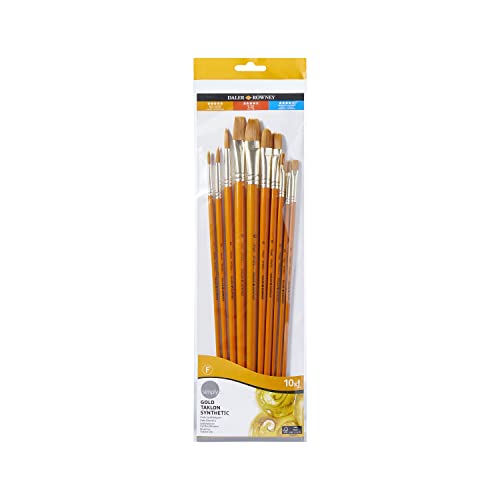 Daler Rowney 216920110 Simply AC G Pinselset, Taklon, Langer Stiel, 10 Stück von Daler Rowney