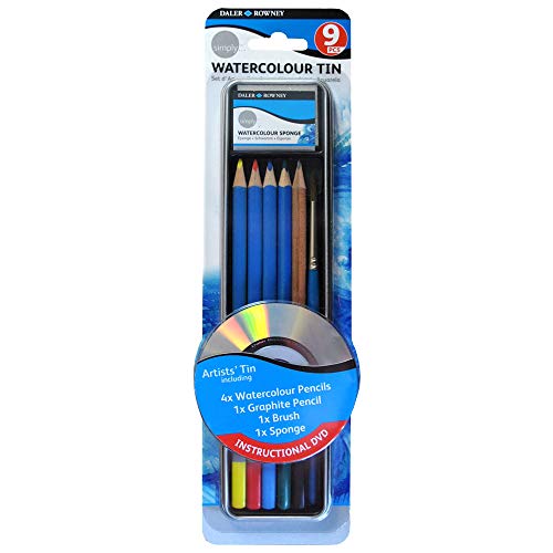 Daler Rowney 643200008 - Simply Pencil Watercolor Tin Set, 9 Pieces von Daler Rowney