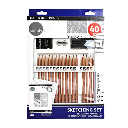 Daler Rowney 644500410 Zeichenstift-Set, Anthrazit, sortiert, Sketching 40 PCS, stück von Daler Rowney