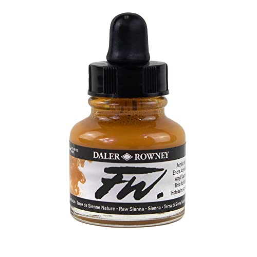 Daler Rowney Acryl Farbe FW Acrylfarbe, 29,5-ml-Flaschen, verschiedene Farben Gelber Ocker von Daler Rowney