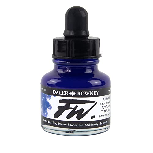 Daler Rowney Acryl Farbe FW Acrylfarbe, 29,5-ml-Flaschen, verschiedene Farben Rowney Blue von Daler Rowney