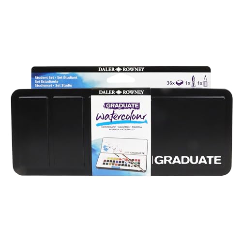 Daler-Rowney Graduate Watercolour Aquarellfarben, Studenten-Set, 36 Farben + 1 Aquarellpinsel Aquafine + 1 Graduate Graphitstift Daler-Rowney Graduate Watercolour Aquarellfarben, Studenten-Set, 36 Farben + 1 Aquarellpinsel Aquafine + 1 Graduate Graphitstift von Daler Rowney