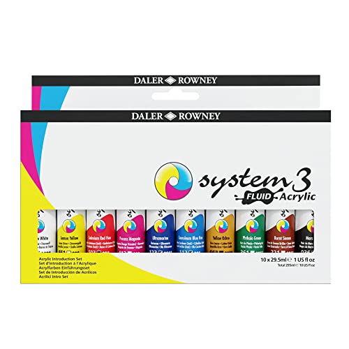 Daler Rowney System3 Acryl-Flüssigkeitsset, 8 x 29,5 ml, bunt von Daler Rowney
