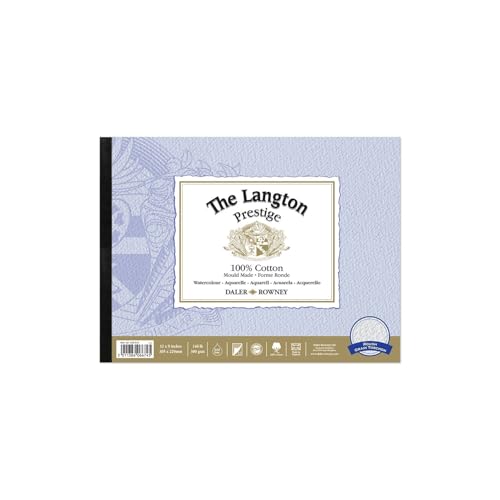 Daler-Rowney The Langton Prestige Rough 300 g/m², 30,5 x 22,9 cm, einseitig geklebt, 12 naturweiße Blätter, ideal für professionelle Künstler von Daler Rowney