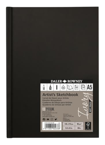 Künstler-Hardcover-Skizzenbuch Ivory/Zeichenkladde 78 Blatt A5 - gelblich weisses Papier von Daler Rowney