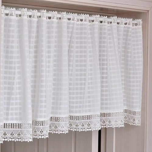 Daliena Scheibengardine 90cm höhe weiß Bistrogradinen mit Spitze B/H 150/90cm von Daliena