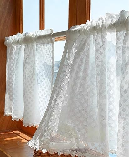 Daliena Scheibengardine Weiß Voile Bistrogardine Unifarbige Kurzstore Transparente Gardine Stores BxH 70x45cm 1er Pack von Daliena