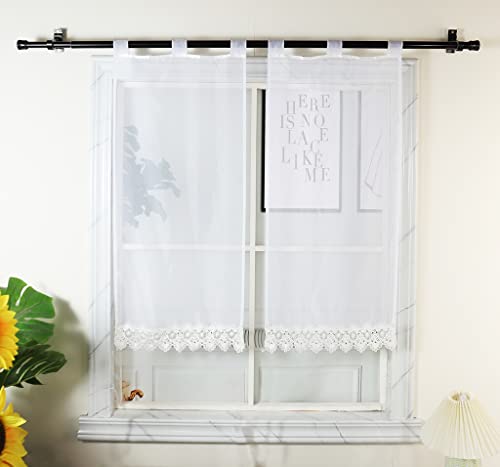 Daliena Scheibengardine mit Schalfen Exquisite Spitzenkante Kurzgardine - Weiße, transparente Maßanfertigung für Moderne Fensterdekoration Vintagestil Voile Vorhänge BxH 60x160cm von Daliena