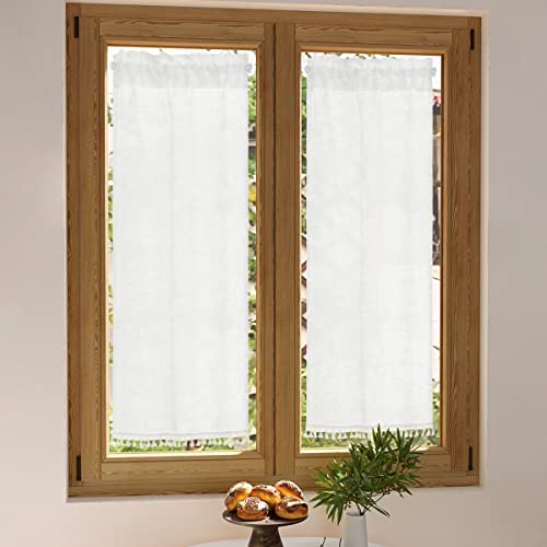 Daliena Scheibengardinen Lang Weiß Landhausstil Bistro Gardine mit Stangendurchzug, Halbtransparent hochwertige Stickerei, Höhe 130cm, Breite 100cm 1 Stücke Daliena Scheibengardinen Lang Weiß Landhausstil Bistro Gardine mit Stangendurchzug, Halbtransparent hochwertige Stickerei, Höhe 130cm, Breite 100cm 1 Stücke von Daliena