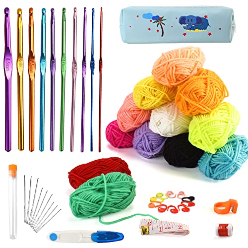 Häkelnadel Set, Wolle zum Häkeln Stricken für Anfänger Häkelset,Mit Tragetasche,12 Farben Acryl Wolle für häkelgarn und Kunsthandwerk Häkelnadel Set, Wolle zum Häkeln Stricken für Anfänger Häkelset,Mit Tragetasche,12 Farben Acryl Wolle für häkelgarn und Kunsthandwerk von Dalifer