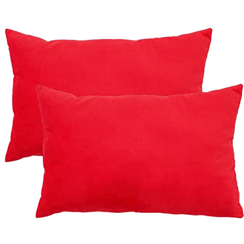 Dalina 2 Kissenbezüge aus Samt, 40 x 60 cm, für Kissen und Kissen, 100 % Polyester und extra weich, 2 Stück mit Reißverschluss (Rot) von Dalina Textil