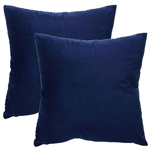 Dalina Kissenbezüge aus Samt, 60 x 60 cm, für Kissen und Kissen, 100 % Polyester und extra weich, 2 Stück mit Reißverschluss (Marineblau) von Dalina Textil