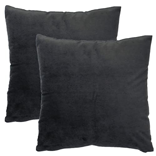 Dalina Kissenbezüge aus Samt, 60 x 60 cm, für Kissen und Kissen, 100 % Polyester und extra weich, 2 Stück mit Reißverschluss (schwarz) von Dalina Textil