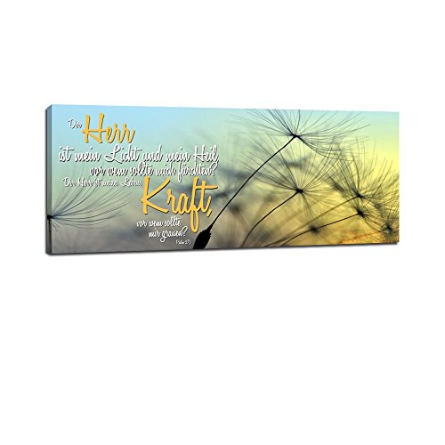 dalinda® XXL-Wandbild Bibelspruch Bibel Leinwand Leinwandbild mit Spruch Der Herr ist Mein Licht... 100x40cm Keilrahmenbild Kunstdruck Wandbild Panorama Leinwandbild LS129 von dalinda