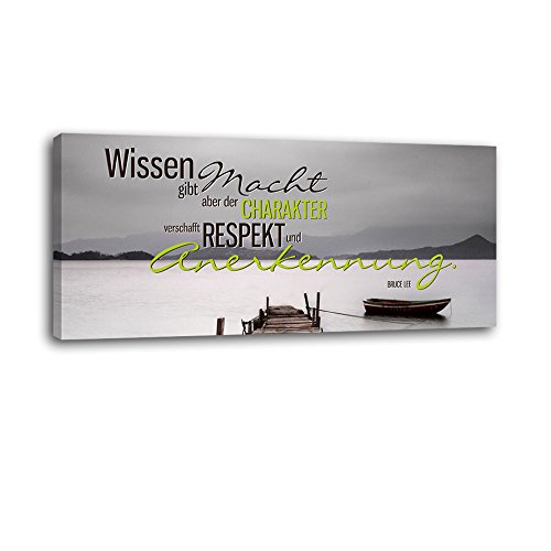 dalinda® XXL-Wandbild Leinwandbild mit Spruch Respekt und Anerkennung... 100x40cm Keilrahmenbild Kunstdruck Wandbild Panorama Leinwandbild LS088 von dalinda