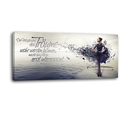 dalinda® XXL-Wandbild Leinwandbild mit Spruch Träume... 100x40cm Keilrahmenbild Kunstdruck Wandbild Panorama Leinwandbild LS038 von dalinda