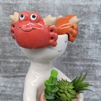Rot Orange Krabbe Keramiktopf Planter Sitter - 2Er Set | Geschenke Topflappen Übertopf Pals Topf Buddy von DalisayByDaizy