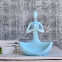 Hellblaue Yoga Dame Statue Skulptur, 22cm | Geschenke Frauen von DalisayGifts